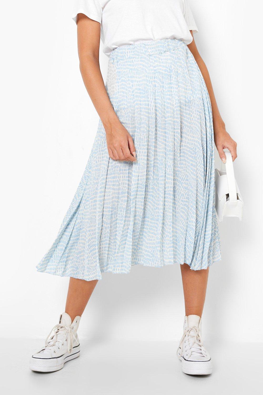 Blue pleated outlet skirt nz